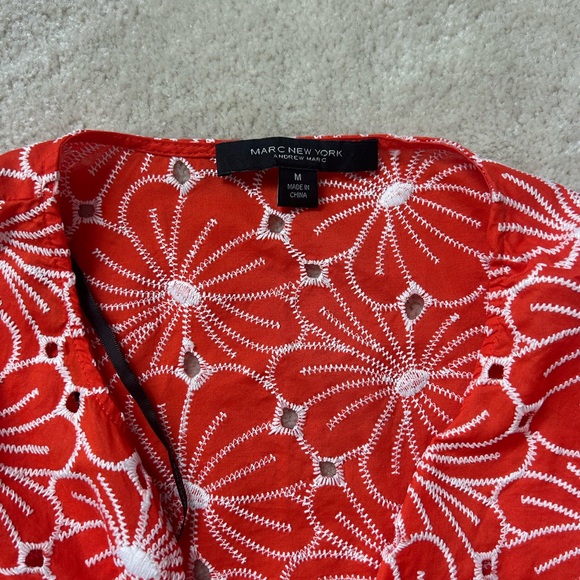 Andrew marc floral eyelet lace coral top - Picture 3 of 3